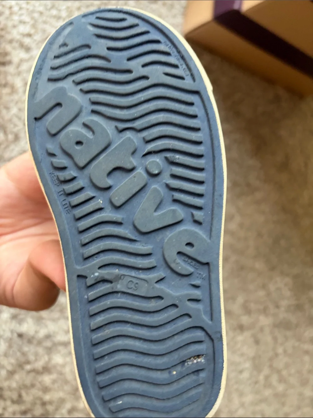 Native Kids Navy Blue and White Water Shoes